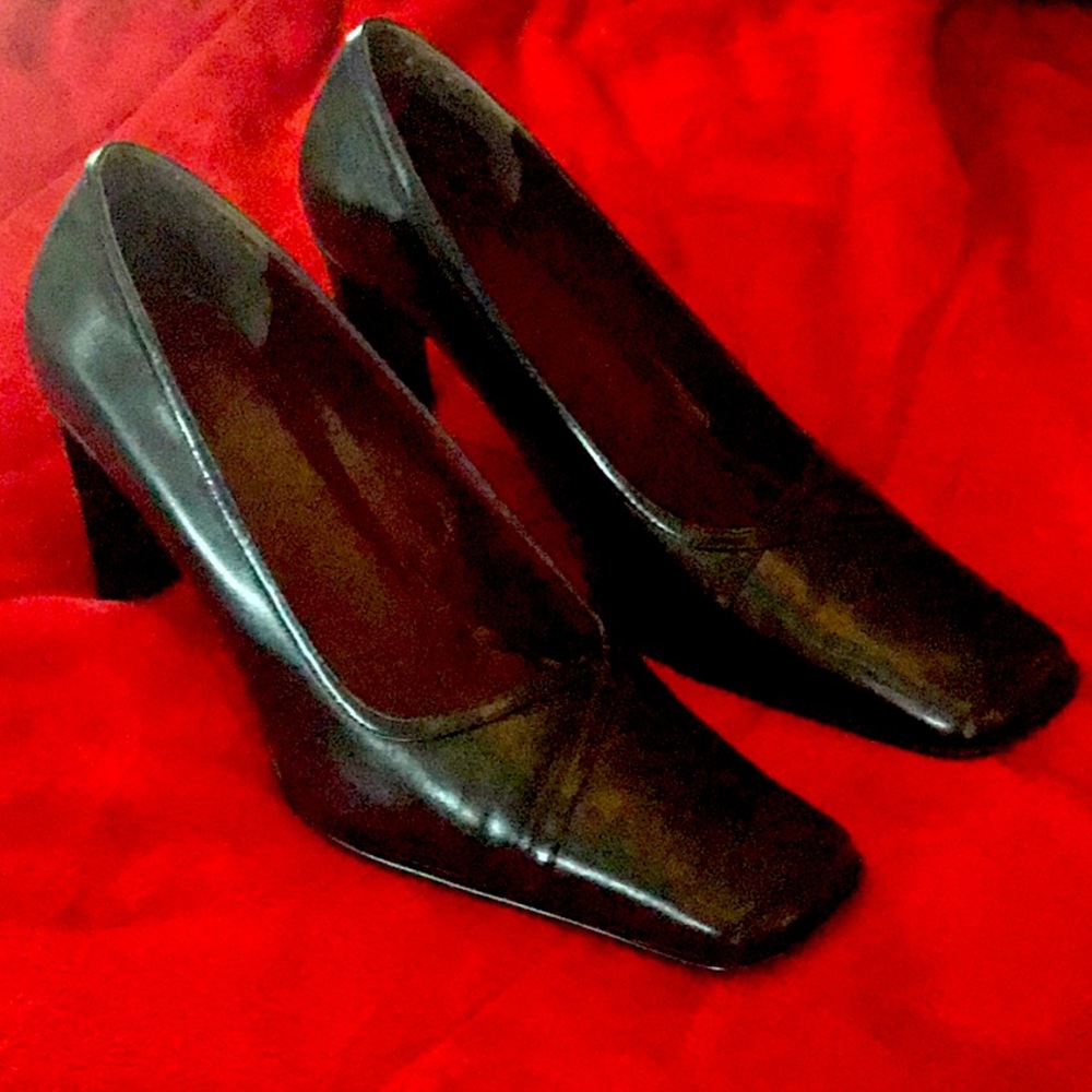 Nine West Flame Black KidSkin Heels